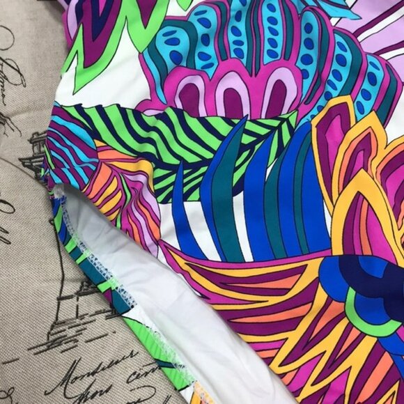 Trina Turk Paradise Plume Buckle Plunge Swimsuit - Picture 5 of 8